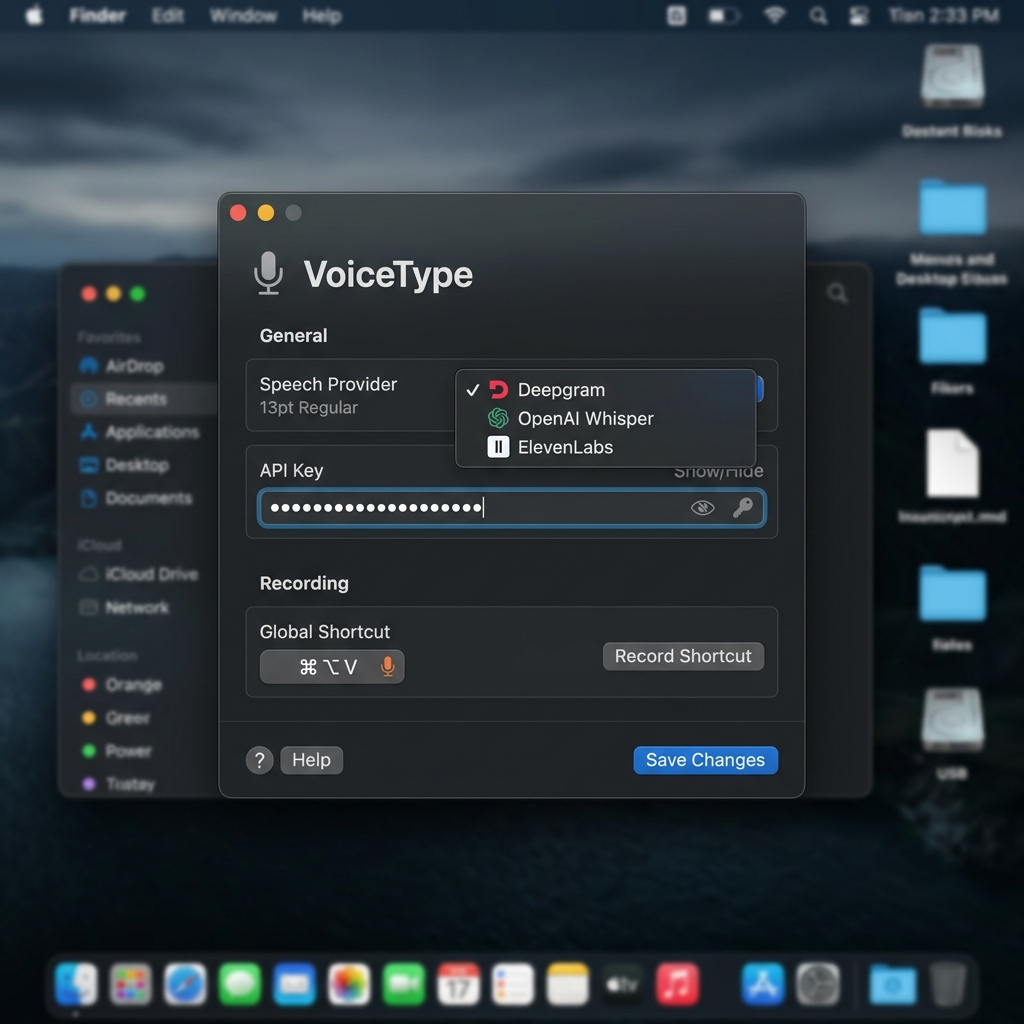 VoiceType Settings Window